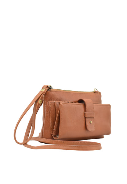 Angelyn with Shoulder Strap, Tan Nappa