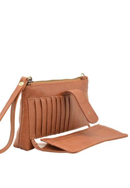 Angelyn with Shoulder Strap, Tan Nappa