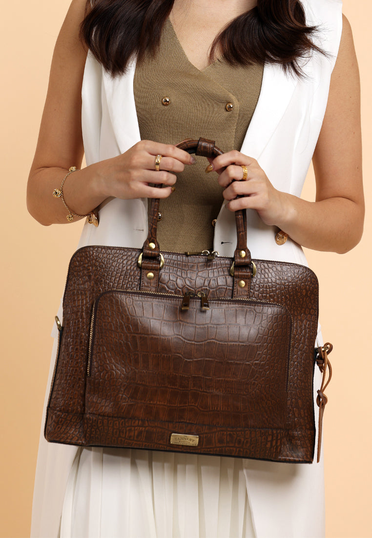 Sadie, Brown Croc – The Tannery Manila - Main Image