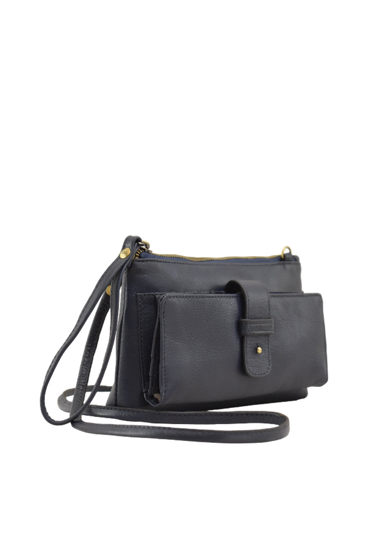 The Angelyn with Shoulder Strap, Blue Nappa